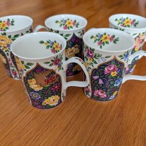 Floral Ceramic Mug Set - Multicolor